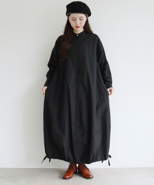 l'atelier du savon（アトリエドサボン）の「C/タイプライター　コクーンワンピース（シャツワンピース・レディース・ブラック/ブルー/カーキ/ピンク・FREE）」の21枚目の写真