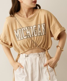 カレッジロゴクロップドサイドリボンTシャツ