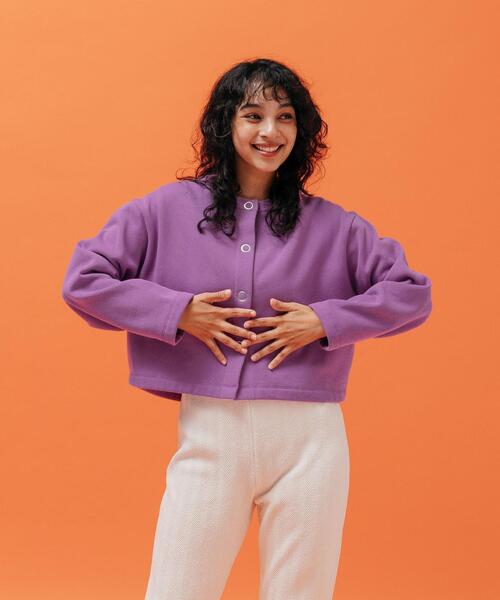 CITEN(シテン)の「<CITEN>裏起毛裏毛 ドット カーディガン(カーディガン/ボレロ・レディース・パープル/ダークグレー・FREE)」の1枚目の写真