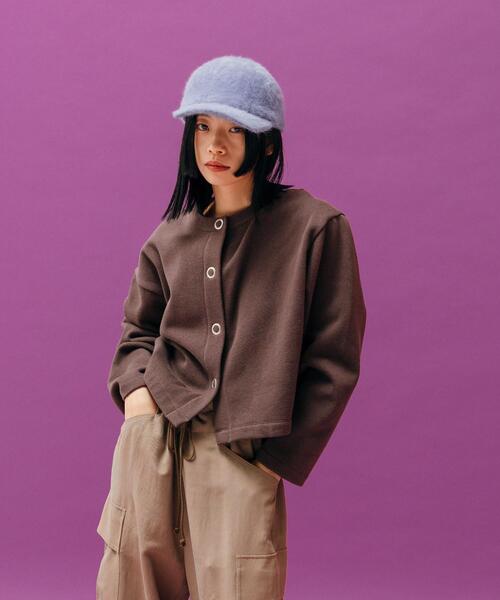 CITEN(シテン)の「<CITEN>裏起毛裏毛 ドット カーディガン(カーディガン/ボレロ・レディース・パープル/ダークグレー・FREE)」の2枚目の写真