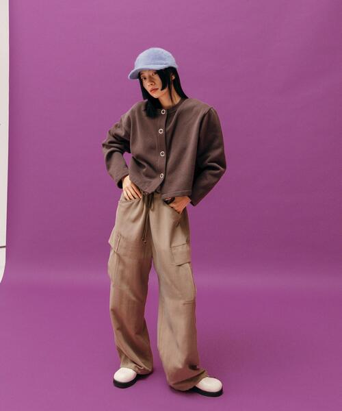 CITEN(シテン)の「<CITEN>裏起毛裏毛 ドット カーディガン(カーディガン/ボレロ・レディース・パープル/ダークグレー・FREE)」の4枚目の写真