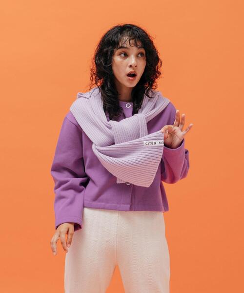 CITEN(シテン)の「<CITEN>裏起毛裏毛 ドット カーディガン(カーディガン/ボレロ・レディース・パープル/ダークグレー・FREE)」の12枚目の写真