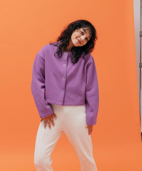 CITEN(シテン)の「<CITEN>裏起毛裏毛 ドット カーディガン(カーディガン/ボレロ・レディース・パープル/ダークグレー・FREE)」の13枚目の写真