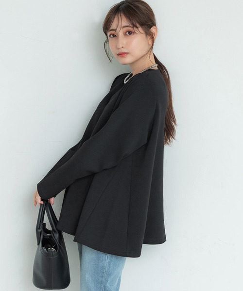 coca（coca）（コカ）の「マシュマロAライン長袖プルオーバー（Tシャツ/カットソー・レディース・ブラック/グレー・M/L）」の2枚目の写真