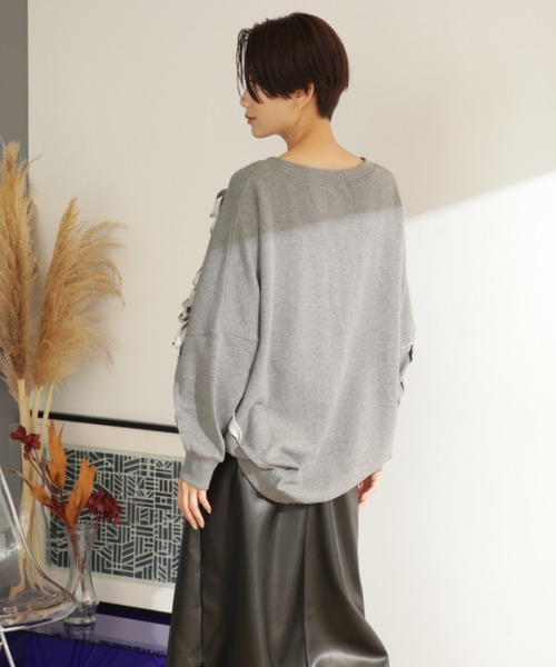 GENE HEAVENS（ジーンヘブンズ）の「(GENE HEAVENS)フリンジ　リメイクライク　スウェット（スウェット・レディース・グレー/ホワイト系その他・ONE SIZE）」の16枚目の写真