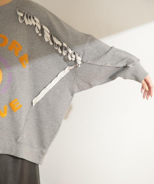 GENE HEAVENS（ジーンヘブンズ）の「(GENE HEAVENS)フリンジ　リメイクライク　スウェット（スウェット・レディース・グレー/ホワイト系その他・ONE SIZE）」の17枚目の写真