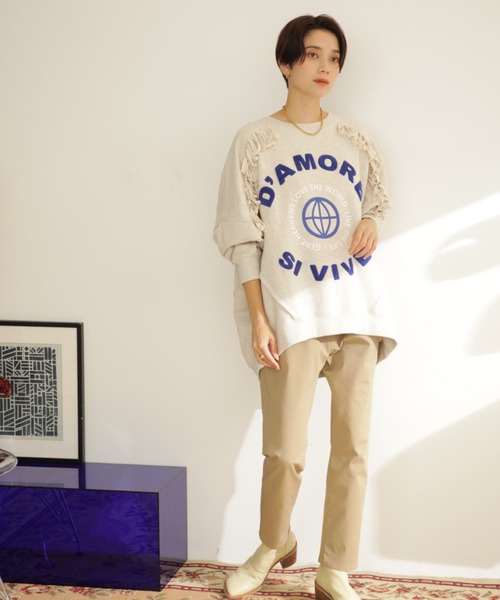 GENE HEAVENS（ジーンヘブンズ）の「(GENE HEAVENS)フリンジ　リメイクライク　スウェット（スウェット・レディース・グレー/ホワイト系その他・ONE SIZE）」の14枚目の写真