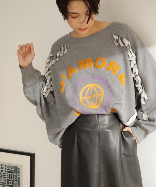 GENE HEAVENS（ジーンヘブンズ）の「(GENE HEAVENS)フリンジ　リメイクライク　スウェット（スウェット・レディース・グレー/ホワイト系その他・ONE SIZE）」の12枚目の写真