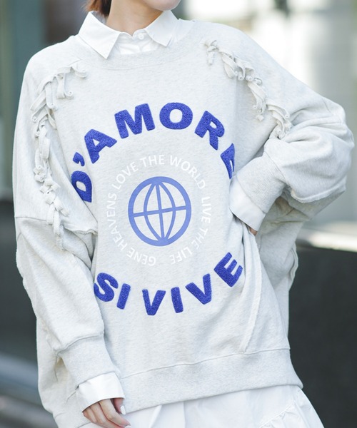 GENE HEAVENS（ジーンヘブンズ）の「(GENE HEAVENS)フリンジ　リメイクライク　スウェット（スウェット・レディース・グレー/ホワイト系その他・ONE SIZE）」の11枚目の写真