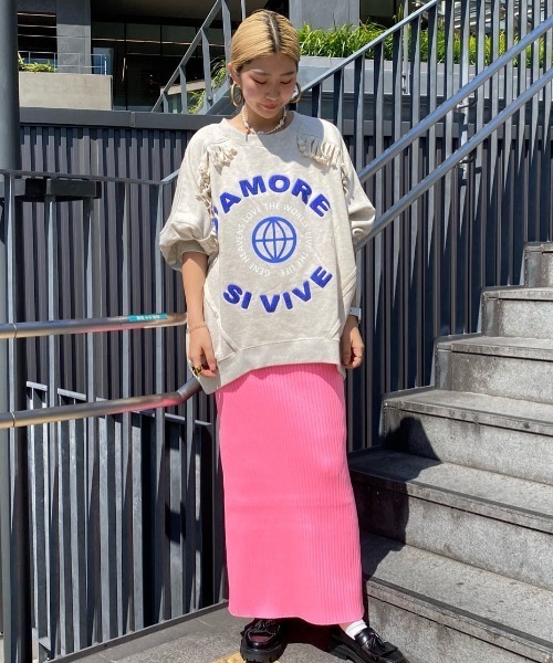 GENE HEAVENS（ジーンヘブンズ）の「(GENE HEAVENS)フリンジ　リメイクライク　スウェット（スウェット・レディース・グレー/ホワイト系その他・ONE SIZE）」の9枚目の写真