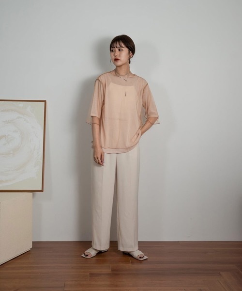 Amiur(エミレ)の「color slacks straight pants(スラックス・レディース・ピンク/イエロー/アイボリー・FREE)」の2枚目の写真