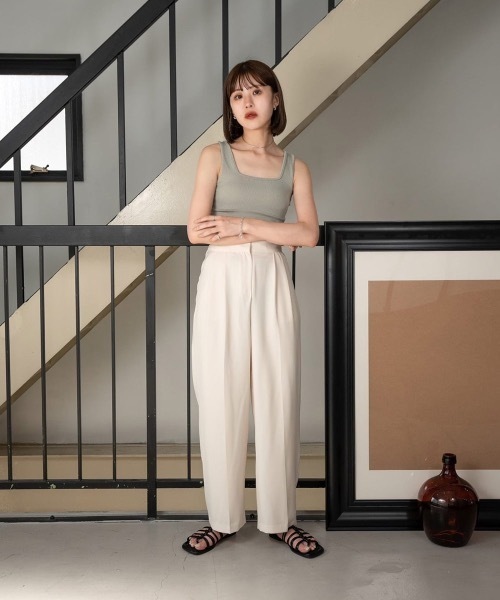 Amiur(エミレ)の「color slacks straight pants(スラックス・レディース・ピンク/イエロー/アイボリー・FREE)」の8枚目の写真