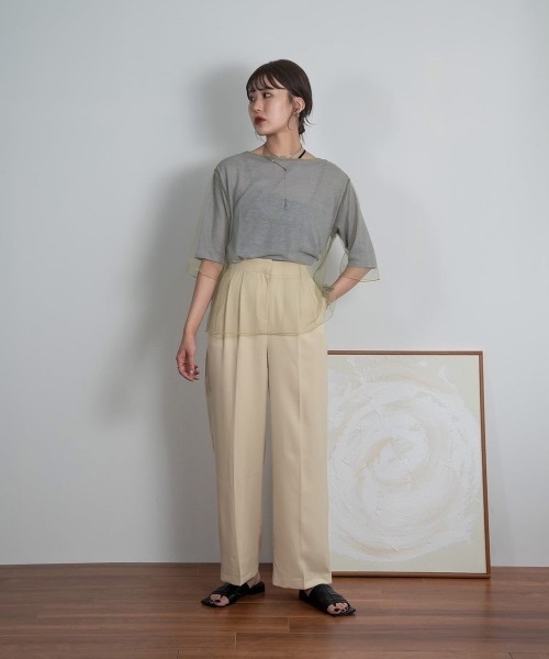 Amiur(エミレ)の「color slacks straight pants(スラックス・レディース・ピンク/イエロー/アイボリー・FREE)」の4枚目の写真