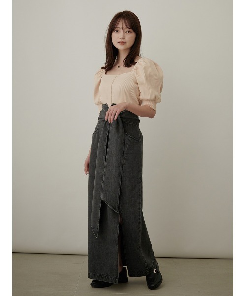 Stylevoice for xxx（スタイルヴォイスフォー）の「スクエアネックパフスリーブカットソー（Tシャツ/カットソー・レディース・オフホワイト/ブラック/ブラウン系その他・FREE）」の8枚目の写真