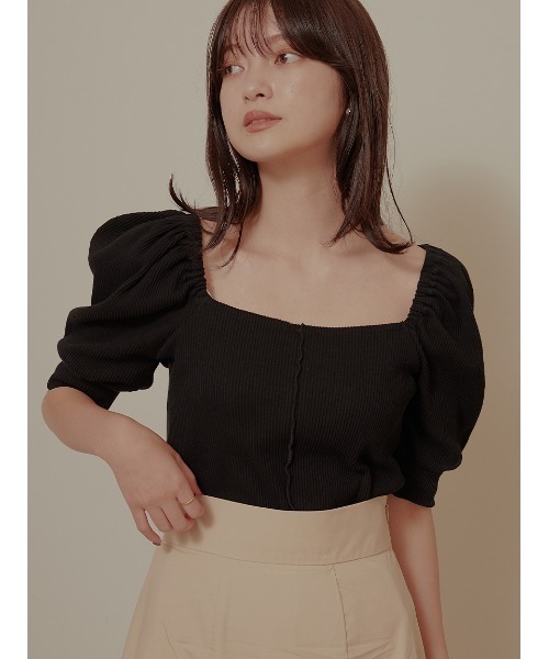 Stylevoice for xxx（スタイルヴォイスフォー）の「スクエアネックパフスリーブカットソー（Tシャツ/カットソー・レディース・オフホワイト/ブラック/ブラウン系その他・FREE）」の11枚目の写真