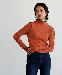 配色メローランダムリブニット