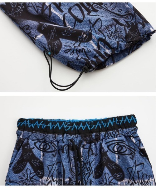 Never mind the XU / Chikashitsu+（ネバーマインド ザ エックスユー / チカシツプラス）の「【GRAPHISTE Man.G/グラフィストマンジー】総柄ジョガーパンツ［MGMPA22FW507BE］（カーゴパンツ・メンズ・ブルー/ベージュ・ONE SIZE）」の8枚目の写真