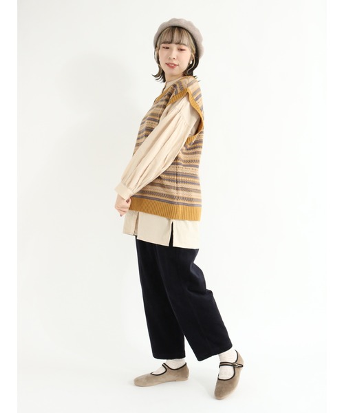 Samansa Mos2（サマンサ モスモス）の「ジャカードニットベスト（ベスト・レディース・ブラック/グレー/グリーン/マスタード・ﾌﾘ-）」の11枚目の写真