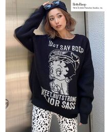 GYDA HAT BETTYBOOPジャカードニットトップス