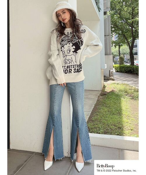 GYDA(ジェイダ)の「GYDA HAT BETTYBOOPジャカードニットトップス(ニット/セーター・レディース・オフホワイト/ブラック/グリーン・FREE)」の9枚目の写真