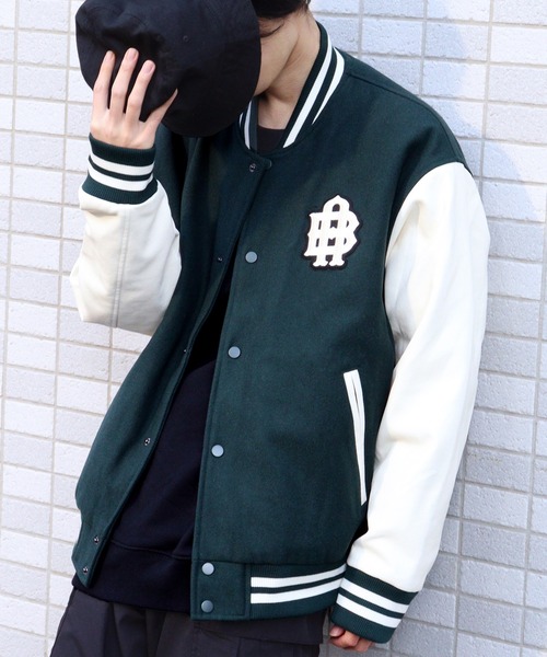 GIORDANO（ジョルダーノ）の「[ GIORDANO ] パデッドメルトン切り替えスタジャン (ユニセックス)（スタジャン・レディース・グレー/グリーン・MEDIUM/LARGE）」の2枚目の写真