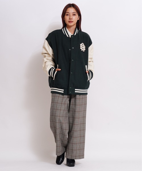 GIORDANO（ジョルダーノ）の「[ GIORDANO ] パデッドメルトン切り替えスタジャン (ユニセックス)（スタジャン・レディース・グレー/グリーン・MEDIUM/LARGE）」の5枚目の写真