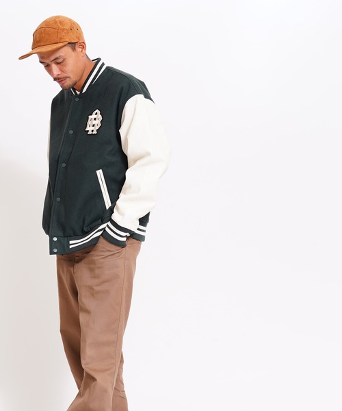 GIORDANO（ジョルダーノ）の「[ GIORDANO ] パデッドメルトン切り替えスタジャン (ユニセックス)（スタジャン・レディース・グレー/グリーン・MEDIUM/LARGE）」の3枚目の写真