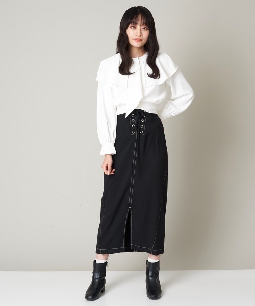 A de a.v.v(アードアー・ヴェ・ヴェ)の「肩フレアリボンブラウス(シャツ/ブラウス・レディース・ホワイト/ブラック・SMALL/MEDIUM)」の15枚目の写真