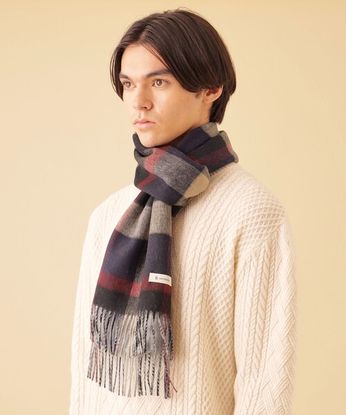 CB CRESTBRIDGE（シービークレストブリッジ）の「リバーシブルクレストブリッジチェックマフラー（マフラー・メンズ・ネイビー/ベージュ系その他/ライトグレー/ブラック・FREE）」の5枚目の写真