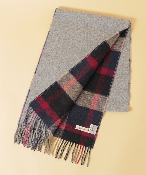 CB CRESTBRIDGE（シービークレストブリッジ）の「リバーシブルクレストブリッジチェックマフラー（マフラー・メンズ・ネイビー/ベージュ系その他/ライトグレー/ブラック・FREE）」の6枚目の写真