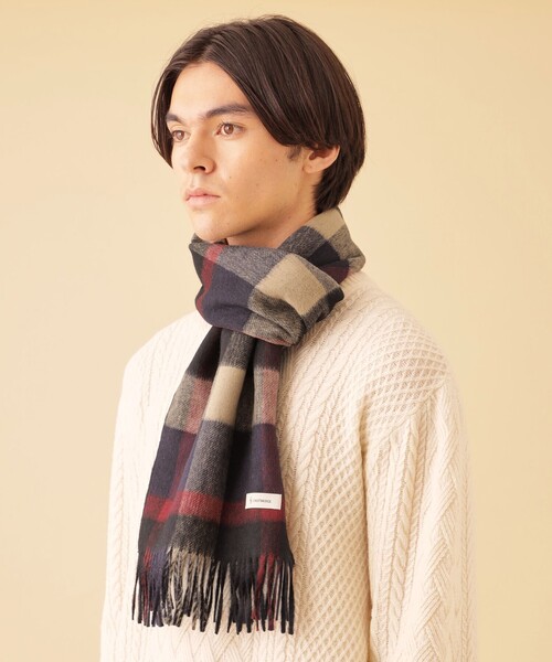 CB CRESTBRIDGE（シービークレストブリッジ）の「リバーシブルクレストブリッジチェックマフラー（マフラー・メンズ・ネイビー/ベージュ系その他/ライトグレー/ブラック・FREE）」の13枚目の写真