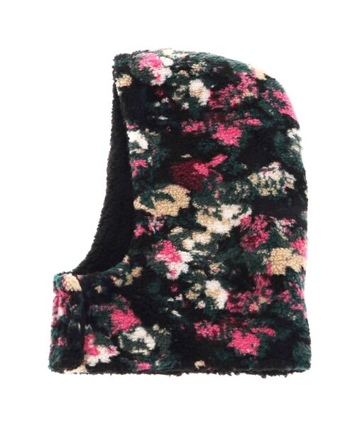 merry jenny（メリージェニー）の「fluffy floralボアフード（ニットキャップ/ビーニー・レディース・ブラック/ピンク・FREE）」の2枚目の写真
