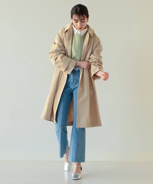 Ray BEAMS（レイビームス）の「Ray BEAMS / フード付き ステンカラー コート（ステンカラーコート・レディース・サックスブルー/ベージュ/ケリー・0/1）」の4枚目の写真