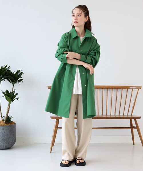 Ray BEAMS（レイビームス）の「Ray BEAMS / フード付き ステンカラー コート（ステンカラーコート・レディース・サックスブルー/ベージュ/ケリー・0/1）」の21枚目の写真