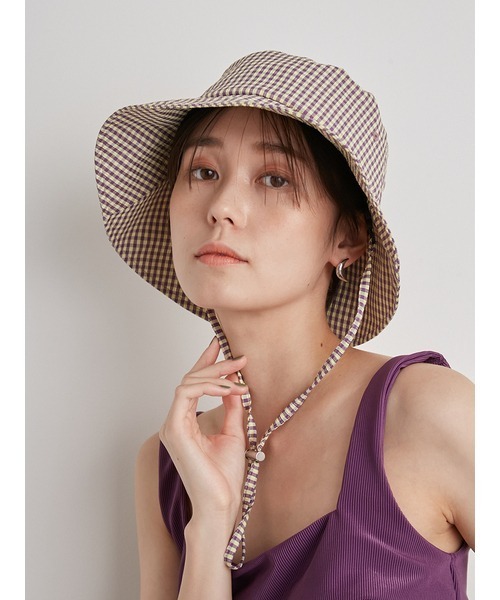 emmi（エミ）の「【emmi atelier】ミニマルバケットハット（ハット・レディース・カーキ/チェック/ブラック・FREE）」の18枚目の写真