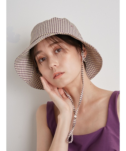 emmi（エミ）の「【emmi atelier】ミニマルバケットハット（ハット・レディース・カーキ/チェック/ブラック・FREE）」の13枚目の写真