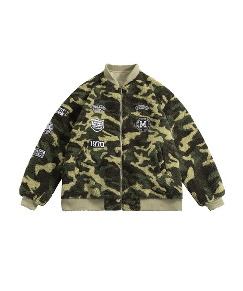 aimoha(アイモハ)の「サイドジップX柄ボア リバーシブル(ブルゾン・メンズ・ブラック/カーキ・X-LARGE/LARGE/MEDIUM)」の1枚目の写真