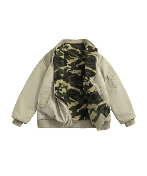aimoha(アイモハ)の「サイドジップX柄ボア リバーシブル(ブルゾン・メンズ・ブラック/カーキ・X-LARGE/LARGE/MEDIUM)」の12枚目の写真