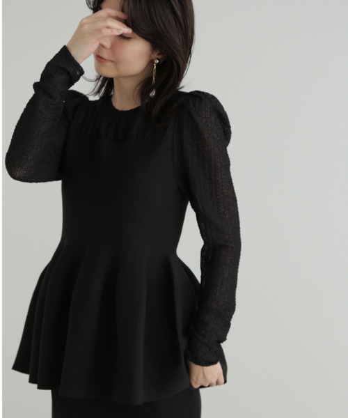 JILL STUART（ジルスチュアート）の「◆シュリンクシアードッキングニット（ニット/セーター・レディース・ホワイト/ブラック・FREE）」の2枚目の写真