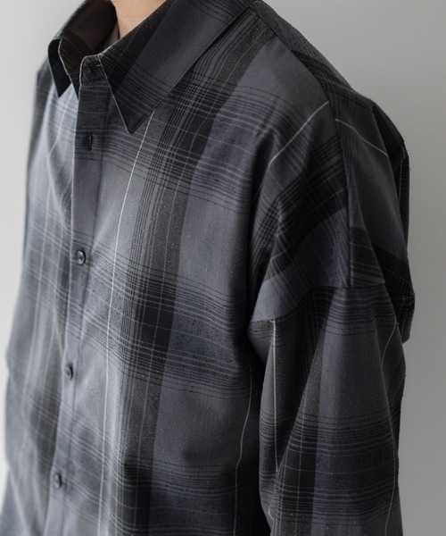 ATTACHMENT（アタッチメント）の「PE/SI オンブレチェック オーバーサイズド L/Sシャツ  /  PE/SI OMBRE CHECK OVERSIZED  L/S SHIRT（シャツ/ブラウス・メンズ・オフホワイト/グレー・1/2/3）」の7枚目の写真