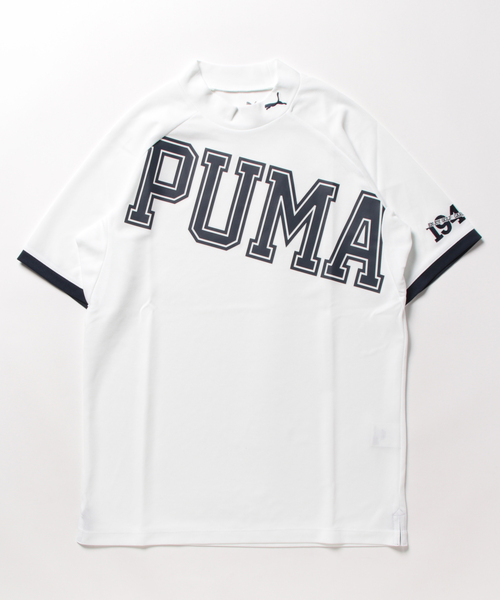 PUMA プーマ メンズ ゴルフ 接触冷感 ビッグ ロゴ 半袖 モックネック シャツ