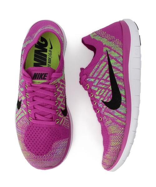NIKE(ナイキ)の「NIKE(ナイキ) ウィメンズ フリー4.0 フライニット(スニーカー・レディース・ブラック/ピンク/パープル・25cm/24.5cm/23.5cm/23cm/24cm)」の1枚目の写真