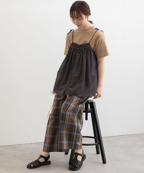 POU DOU DOU（プードゥドゥ）の「キャミソールブラウス（キャミソール・レディース・オフホワイト/グリーン/ダークグレー・3）」の10枚目の写真