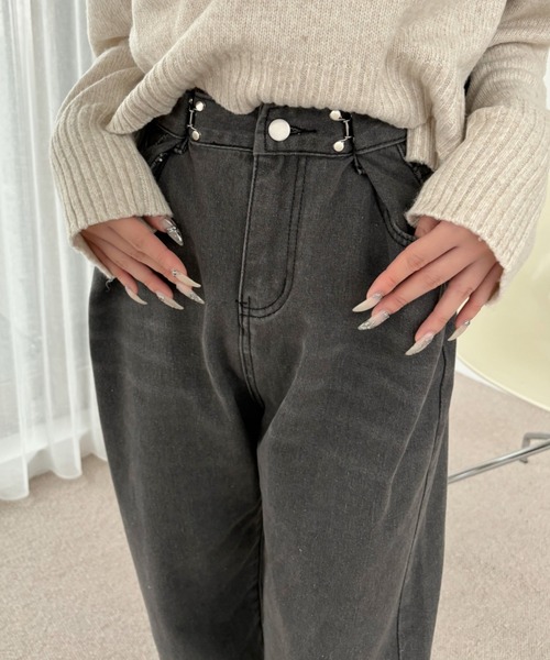 AMIE ハイウエストワイドストレートデニム　S AMIE ハイウエストワイドストレートデニムM低身長 - メルカリ