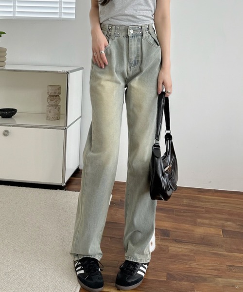 AMIE ハイウエストワイドストレートデニム　S AMIE ハイウエストワイドストレートデニムM低身長 - メルカリ