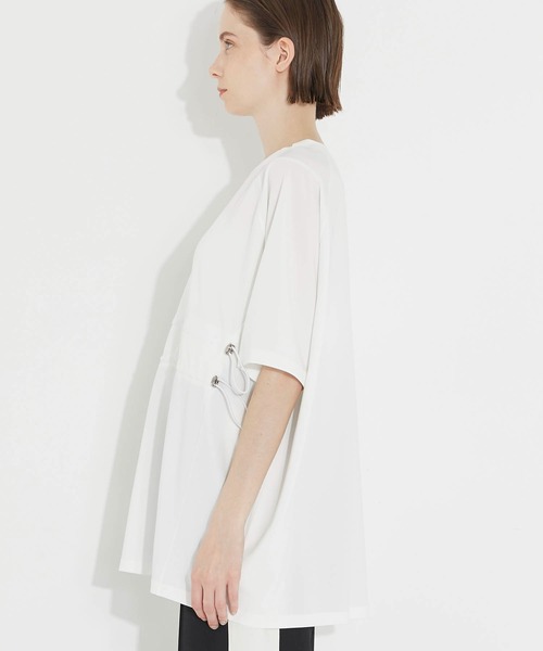 CITY TOKYO（シティトウキョウ）の「ウエストドロストオーバーTシャツ（Tシャツ/カットソー・レディース・ブラック/オフホワイト・FREE）」の8枚目の写真