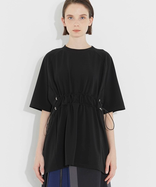 CITY TOKYO（シティトウキョウ）の「ウエストドロストオーバーTシャツ（Tシャツ/カットソー・レディース・ブラック/オフホワイト・FREE）」の17枚目の写真