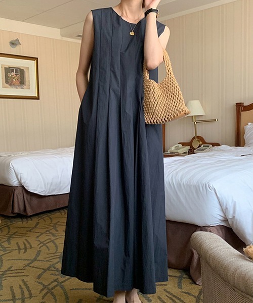 セール】YUGA_YGMC ノースリーブ プリーツデザインワンピース