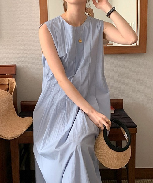 FREE STYLISTS(フリー スタイリスト)の「YUGA_YGMC ノースリーブ プリーツデザインワンピース(ワンピース・レディース・オフホワイト/ライトブルー/ブラック・FREE)」の22枚目の写真