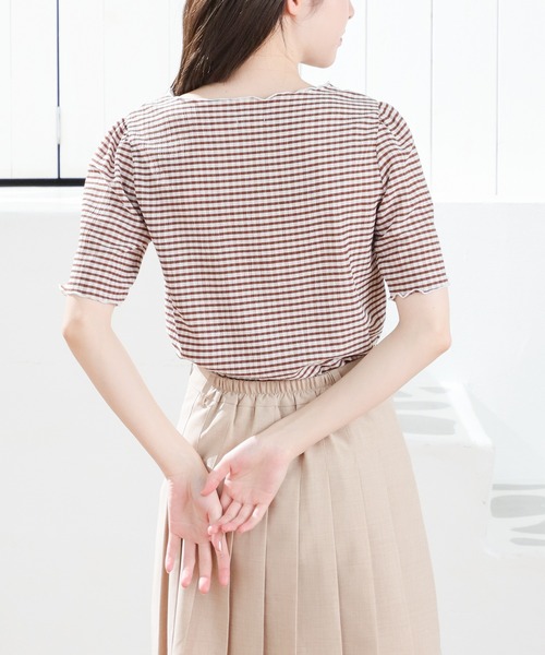 Honeys（ハニーズ）の「ギンガムチェックトップス（Tシャツ